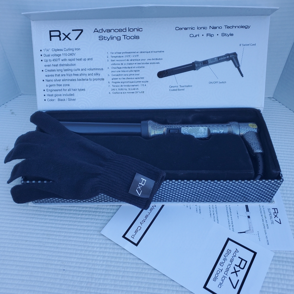 Rx7 Hot Curling Iron Wand 1.25" 2180 Ceramic Ino Nano Tourmaline New InBox